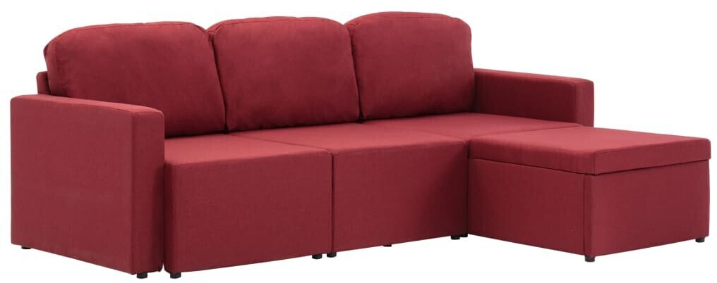 VidaXL Canapé lit modulaire 3 places rouge bordeaux