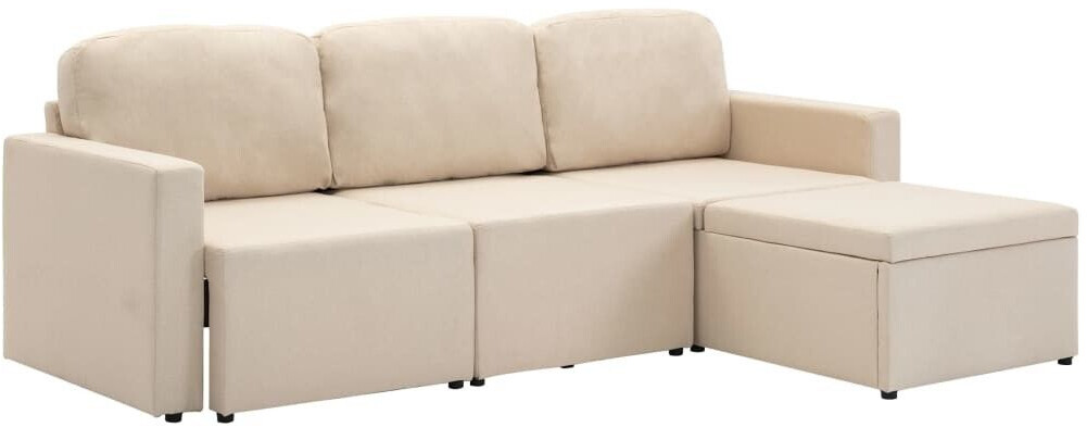 VidaXL Canapé lit modulaire 3 places crème