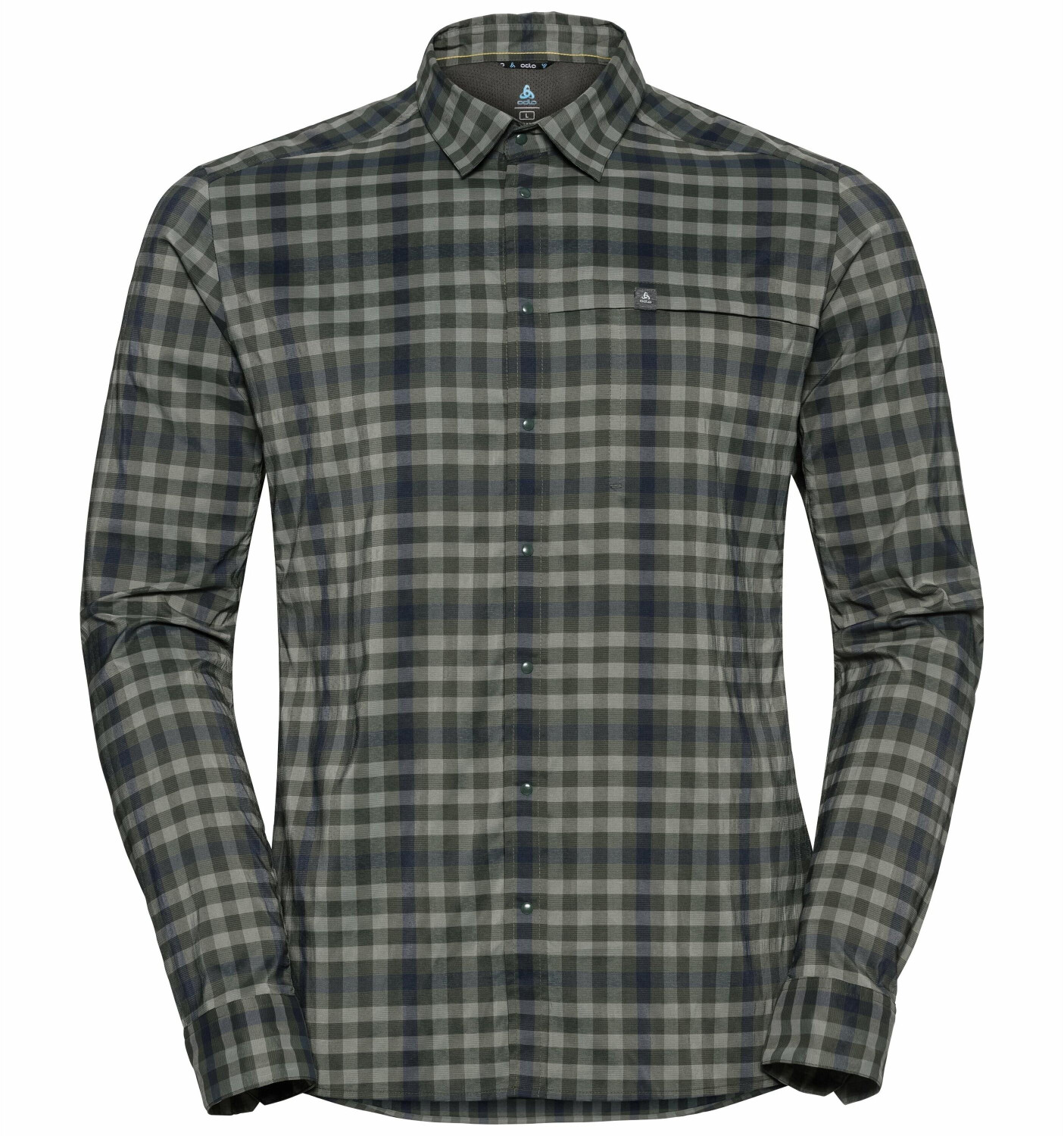 Odlo Men's Fairview Longsleeve Shirt climbing ivy/agave green/diving navy/check