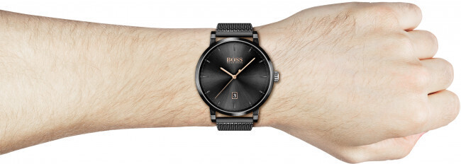 Hugo Boss Schwarz beschichtete Uhr aus Edelstahl mit Mesh Armband und schwarzem Zifferblatt 58089063 schwarz ab 227 67 Preisvergleich bei idealo