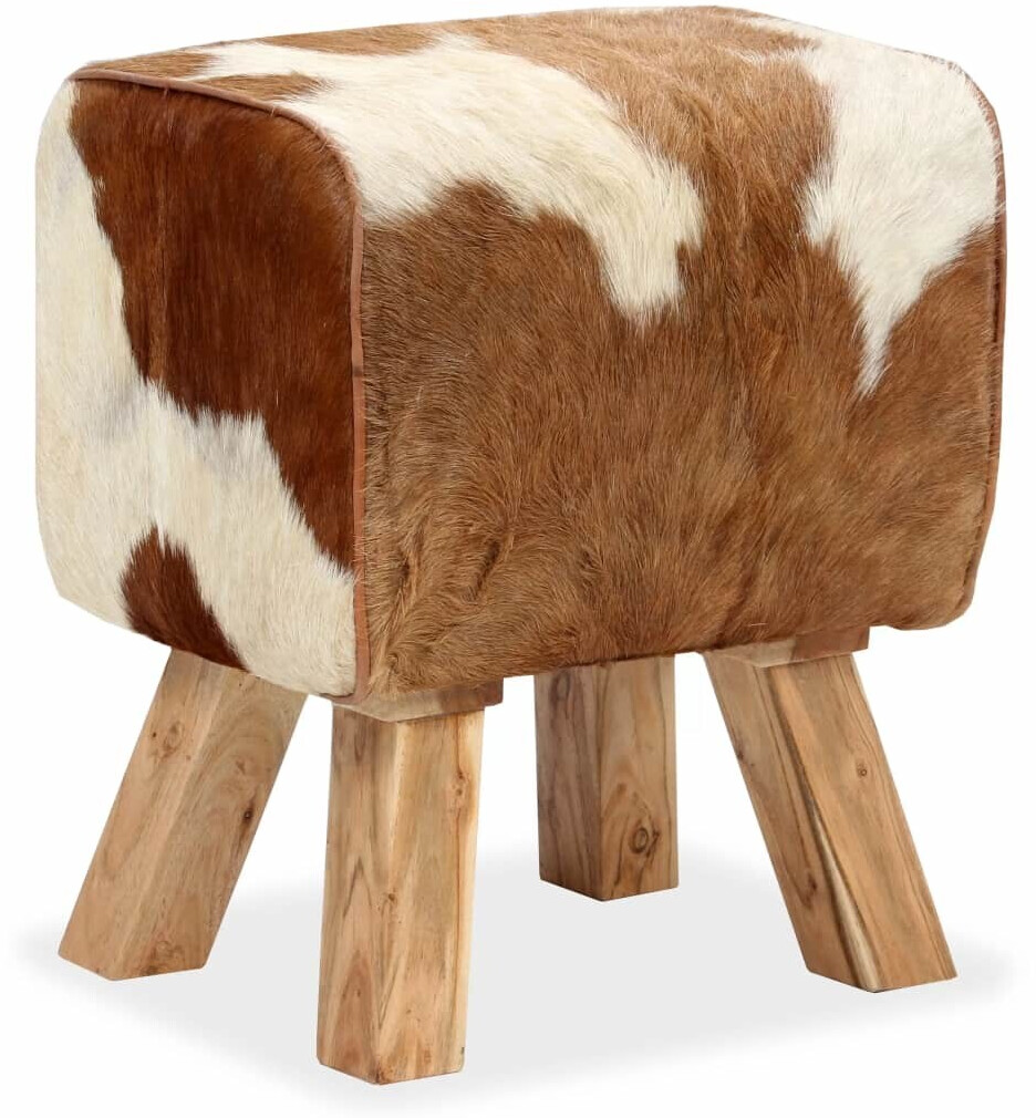 vidaXL Tabouret en cuir véritable de chèvre marron