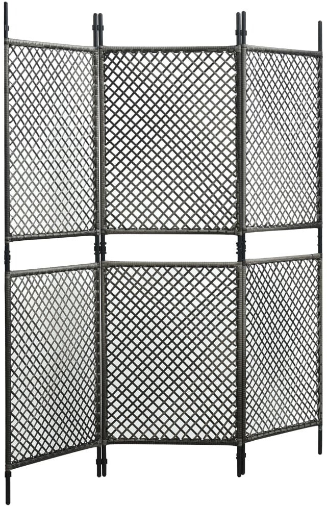 VidaXL Cloison à 3 panneaux en résine tressée anthracite