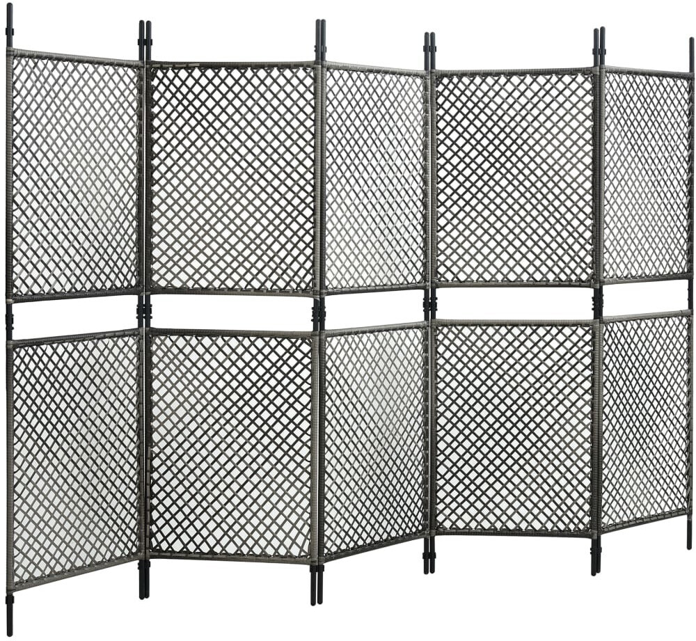 VidaXL Cloison à 5 panneaux en résine tressée anthracite