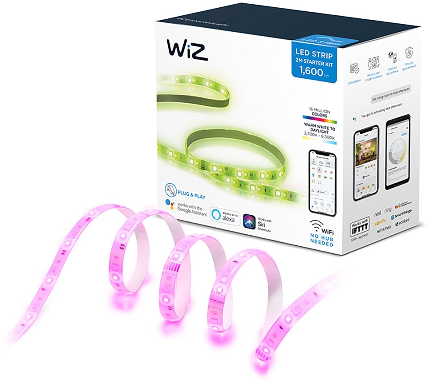 Tira LED  WiZ 2m, Luz blanca y colores, WiFi, Tecnología