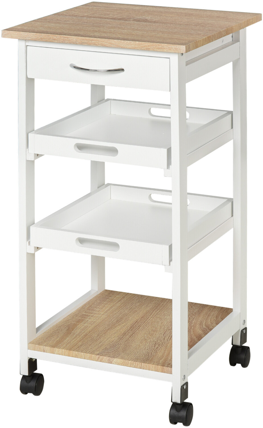 HomCom Desserte de cuisine avec plateau amovible en chêne blanc