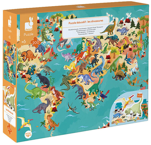 Janod Puzzle éducatif géant Dinosaures (200 pièces)