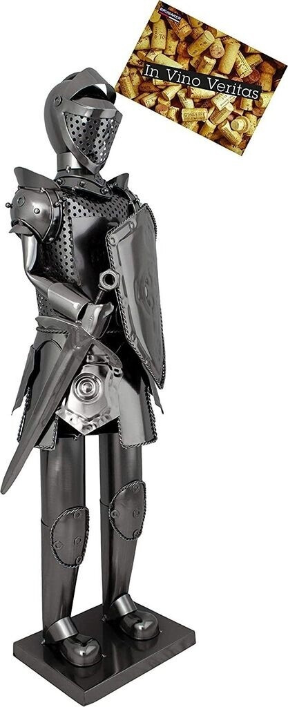 Brubaker Brubker Xxl Wine Bottle Holder Knight With Sword And Shield 59 Cm Decorative Object Metal Bottle Stand With Greeting Card Fr Wingeschenk