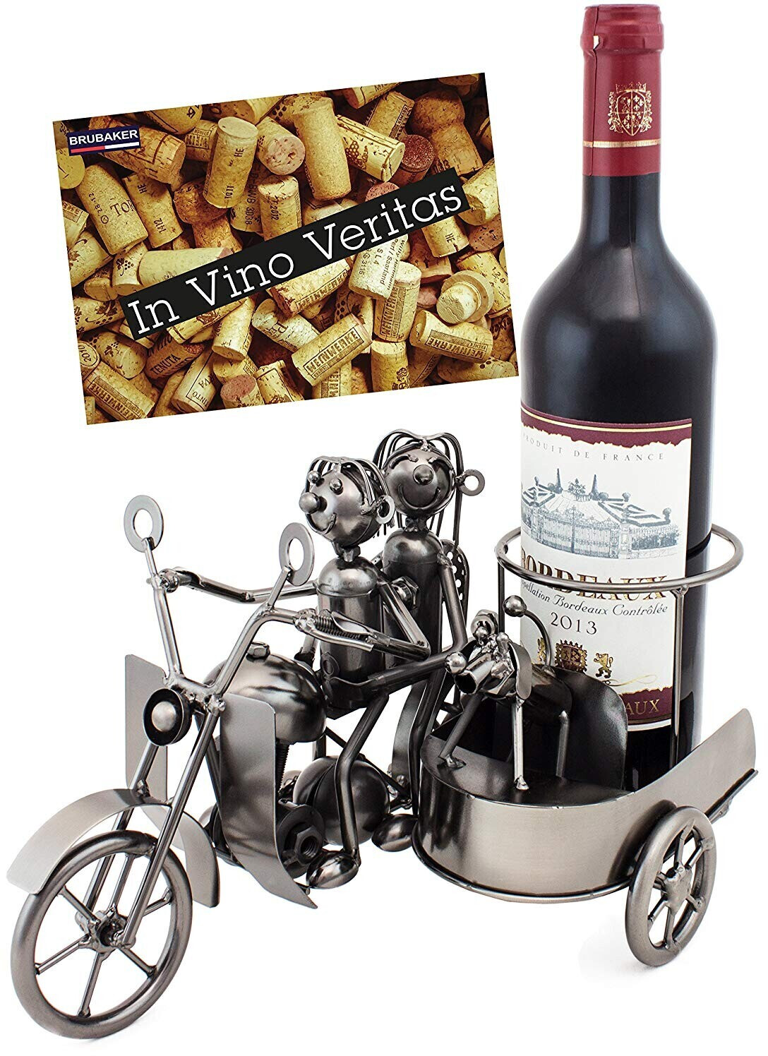 Brubaker Wine bottle holder motorcycle couple with sidecar and dog - metal ...