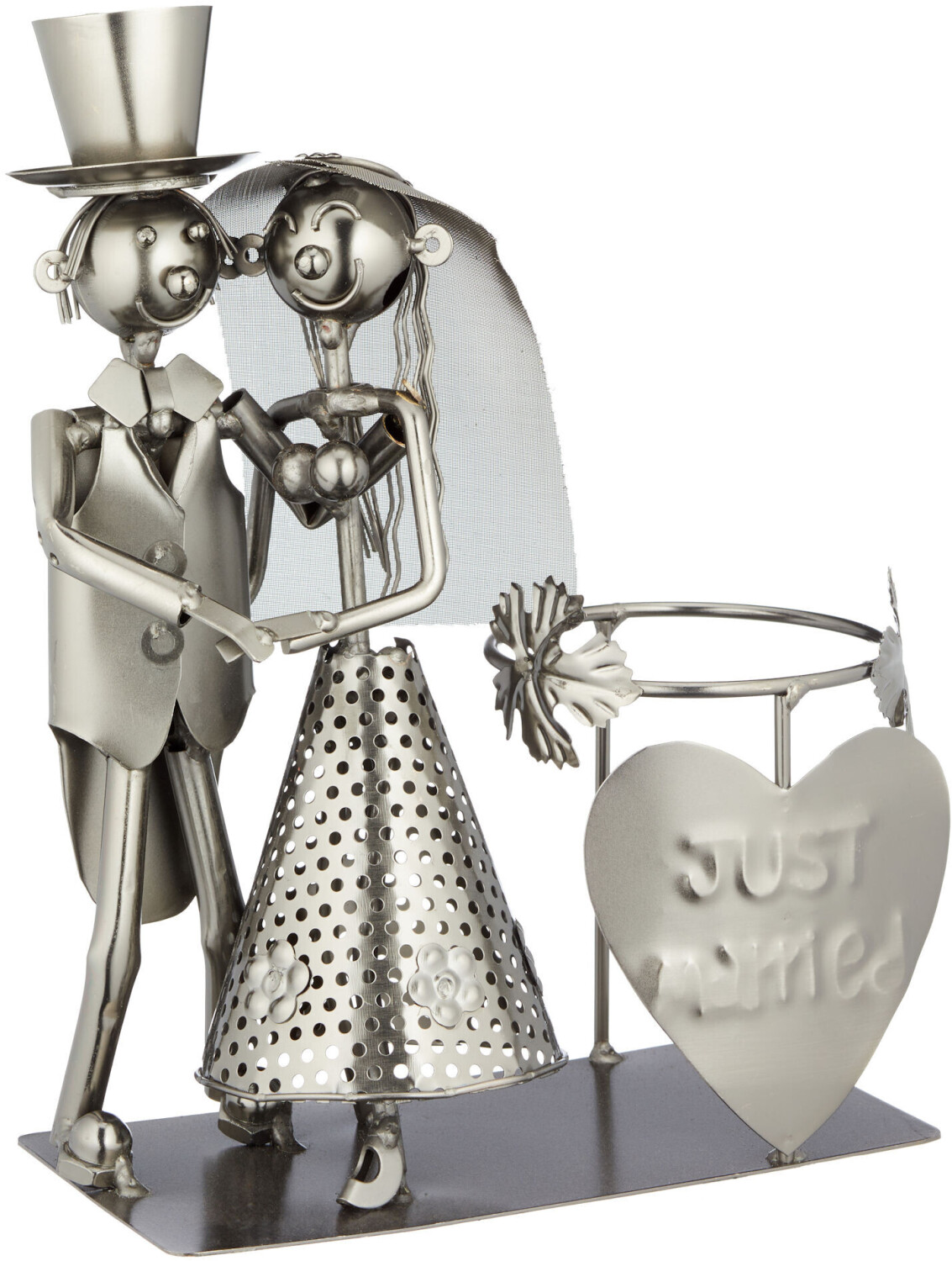 Spetebo Wine bottle holder made of metal - motif: bridal couple