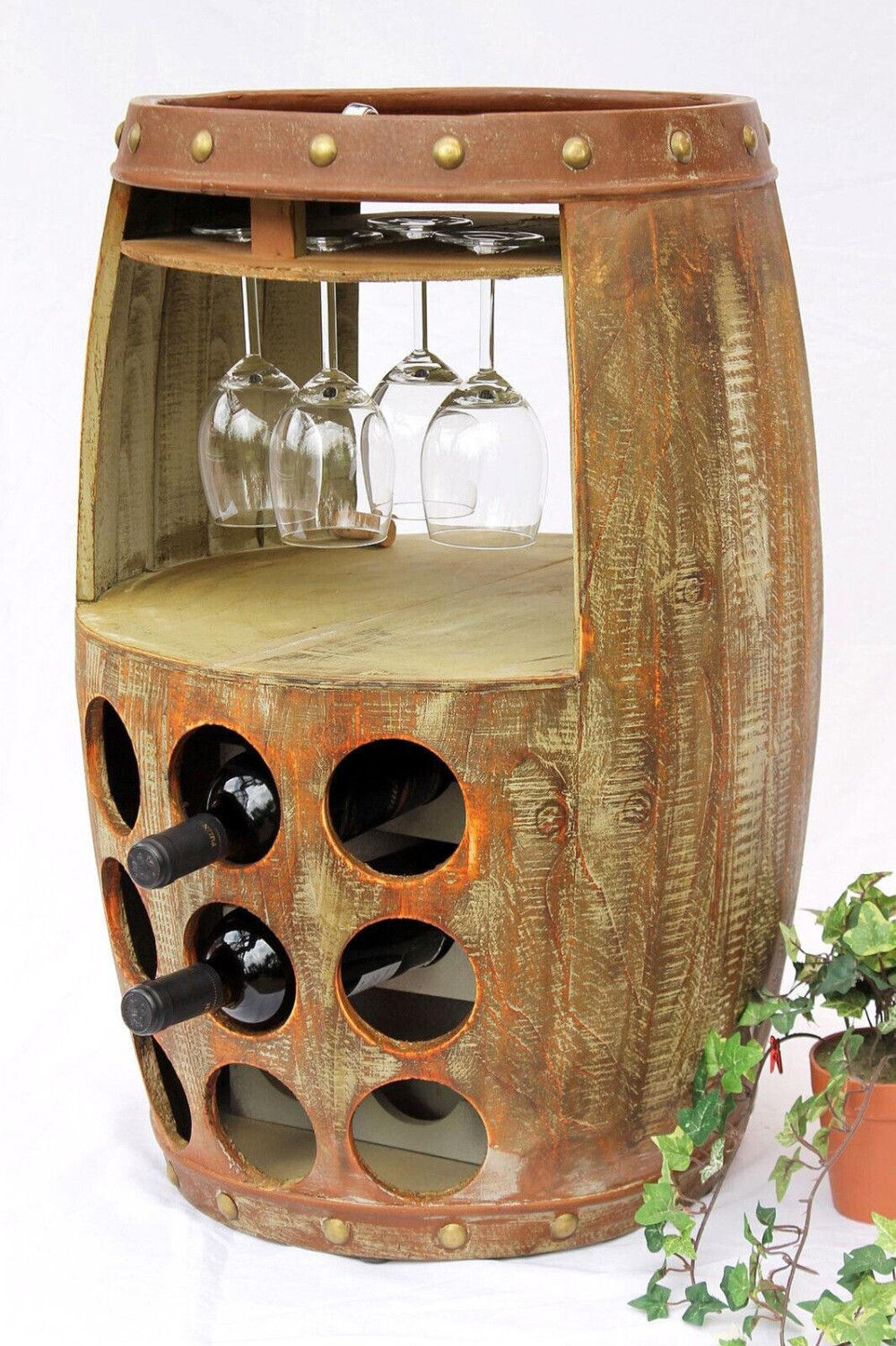 DanDiBo Wine rack wine barrel 1681 bar bottle stand 69 cm shelf for 18 bottles. Barrel wooden barrel