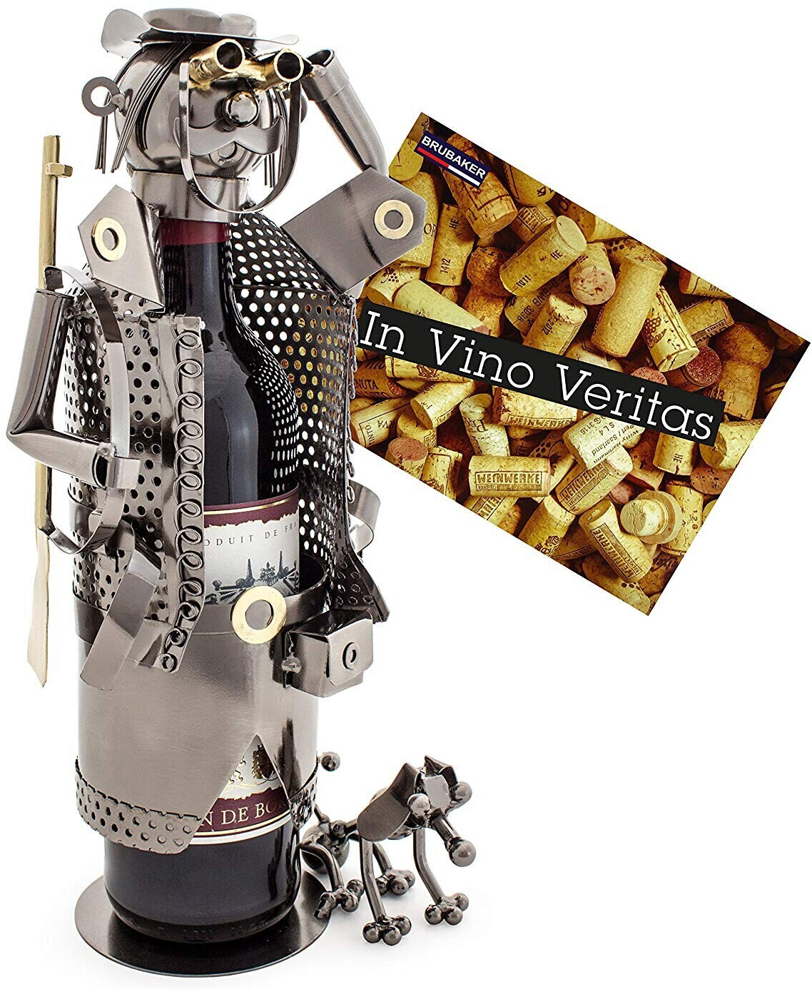 Brubaker Bottle holder hunter metal sculpture with gift card
