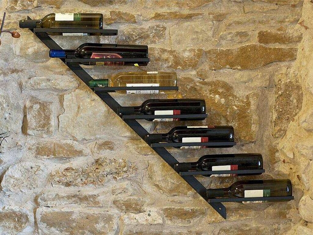 DanDiBo Wine rack diagon right 100 cm made of metal bottle holder bottle stand wall shelf