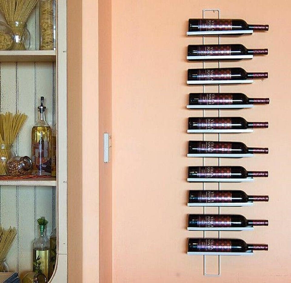 DanDiBo Metal Wine Rack Dies White 116 Cm For 10 Bottles Bottle Stand Wall Shelf