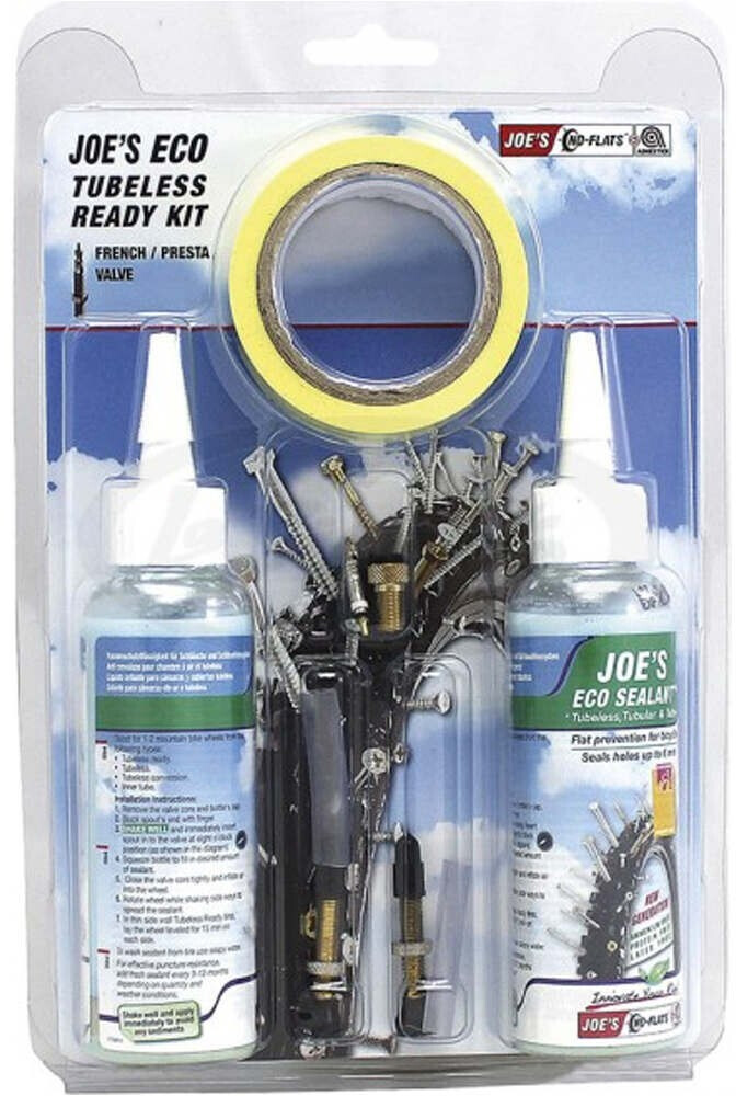 Joe's No-Flats Tubeless Ready Kit - Eco Sealant Neutral 32mm Valve Presta