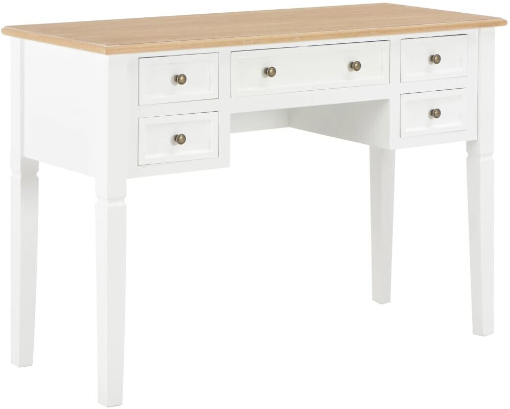 vidaXL Bureau avec 5 tiroirs en bois blanc