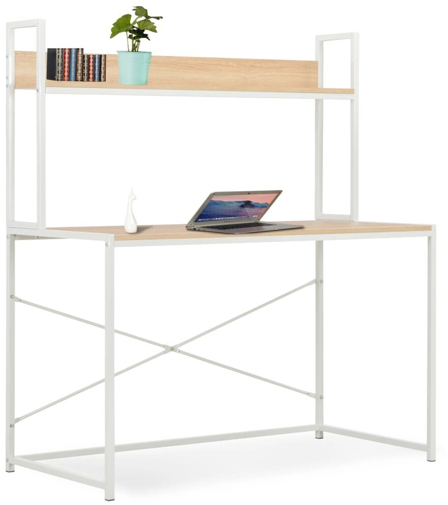VidaXL Bureau avec étagère chêne et blanc