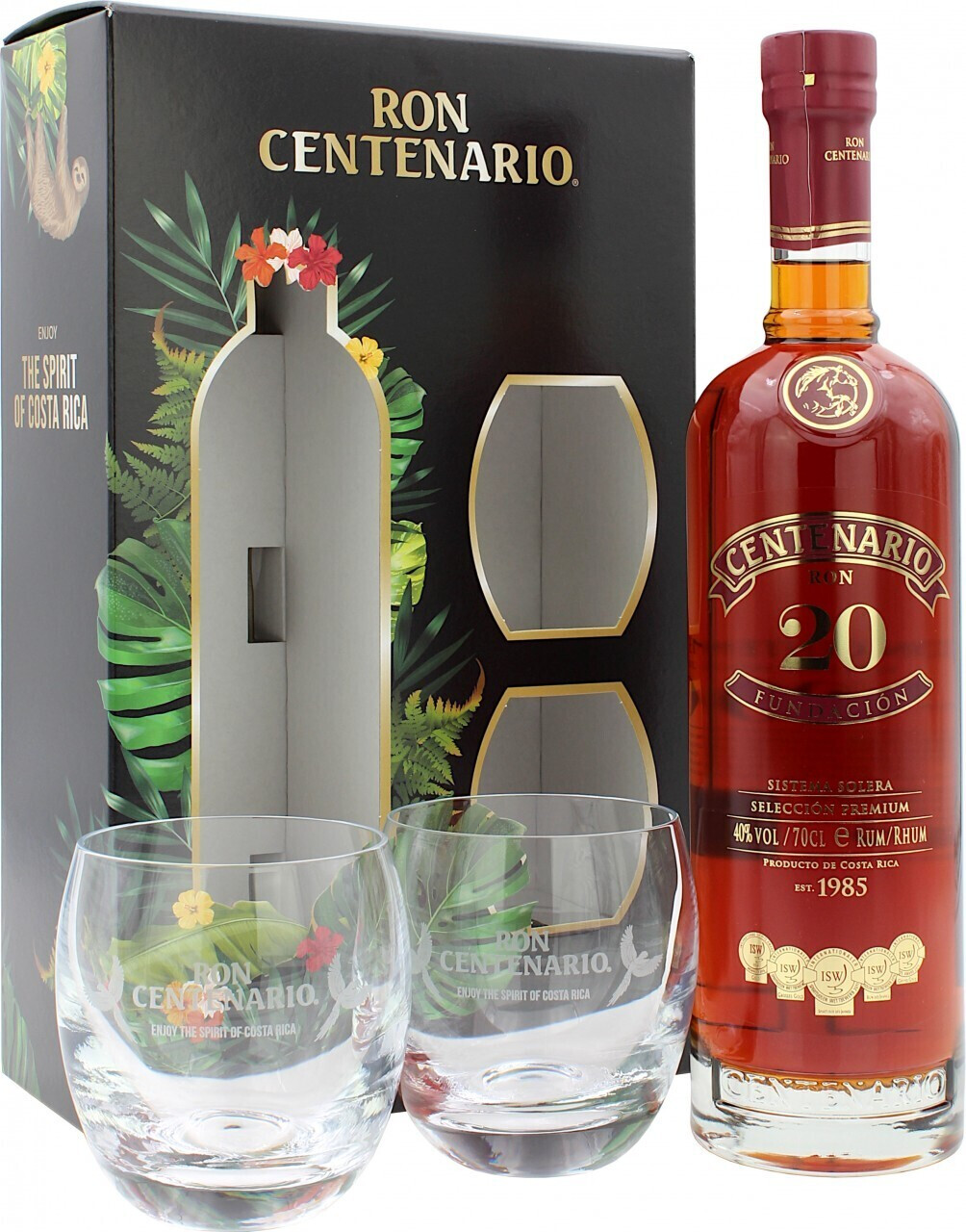 Ron Centenario Fundacion 20 years giftset with 2 Tumblern 40.0% 0,7L