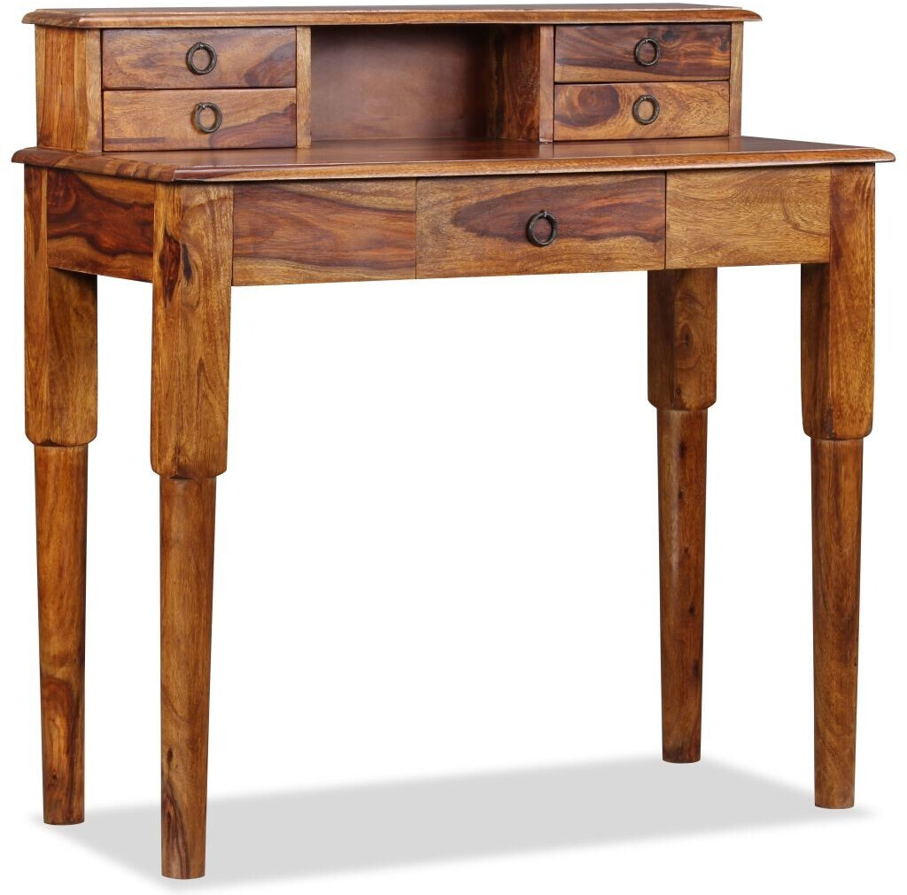 vidaXL Bureau rustique avec 5 tiroirs en bois de sesham