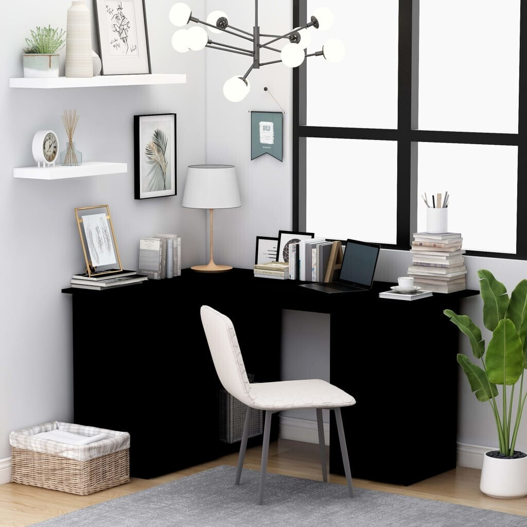 VidaXL Bureau d'angle avec tiroirs noir