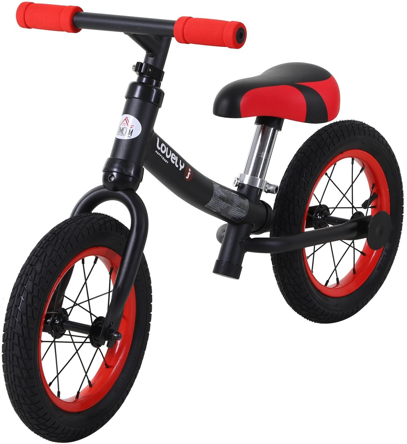 HomCom Draisienne 12 pouces selle réglable acier noir (370-092BK)