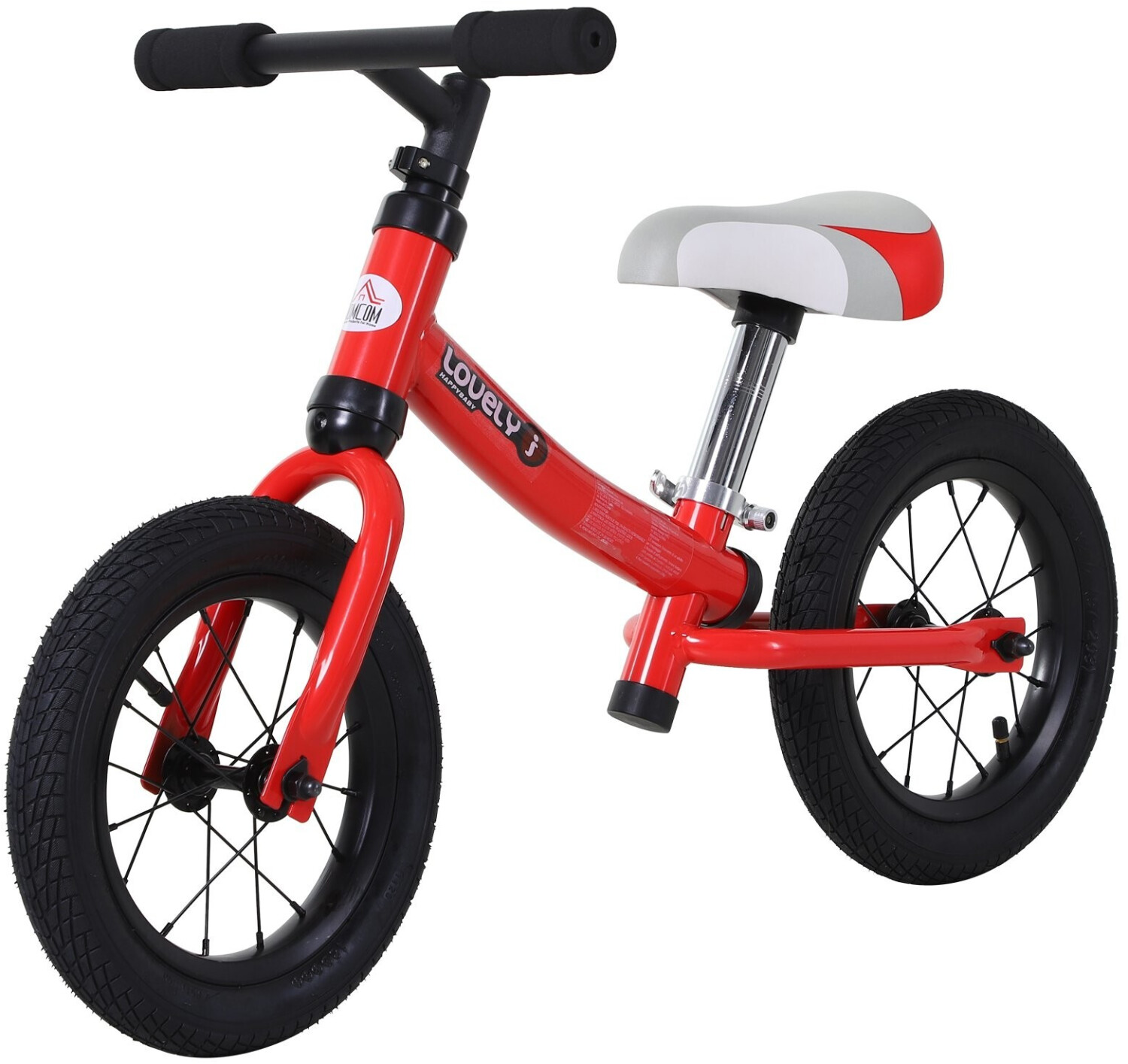 HomCom Draisienne 12 pouces selle réglable acier rouge (370-092RD)