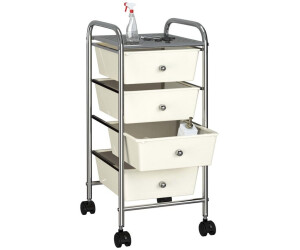 vidaXL Storage Cart on Wheels 4 Drawers White/Grey