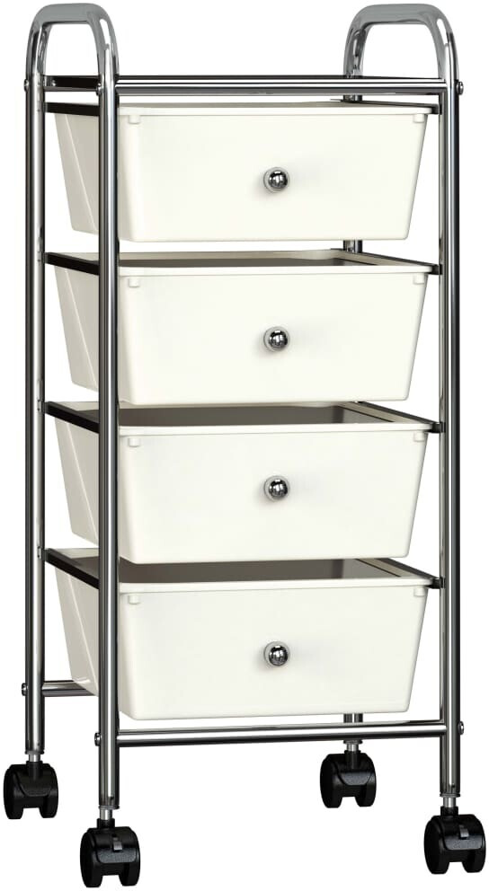 vidaXL Chariot de rangement mobile à 4 tiroirs blanc/gris
