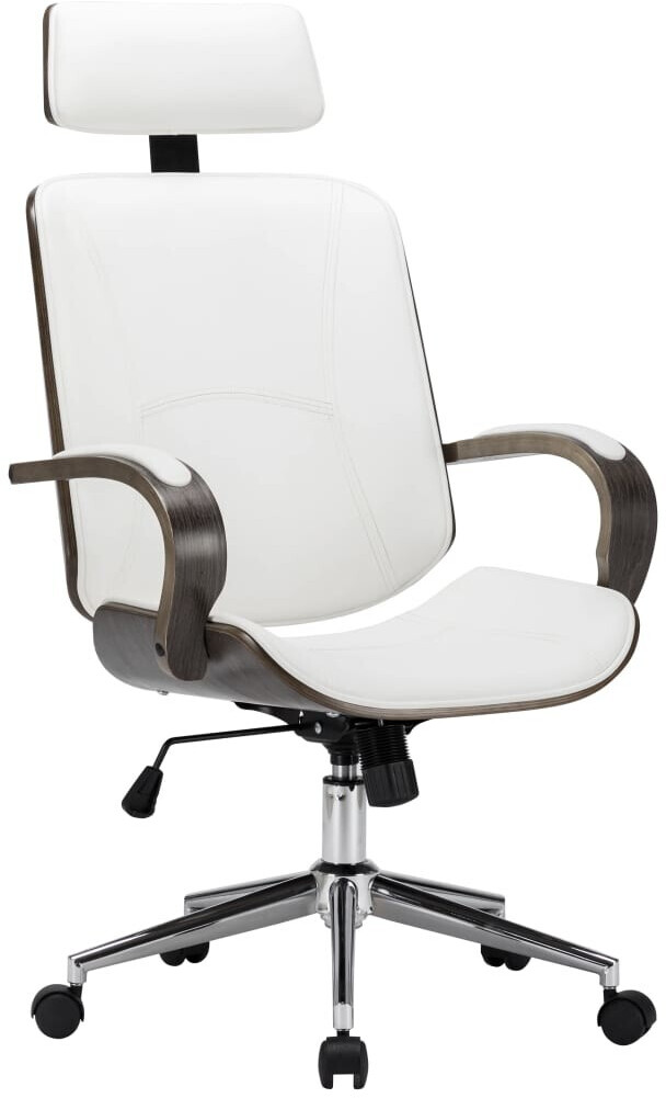 vidaXL Chaise de bureau avec appuie-tête en similicuir blanc