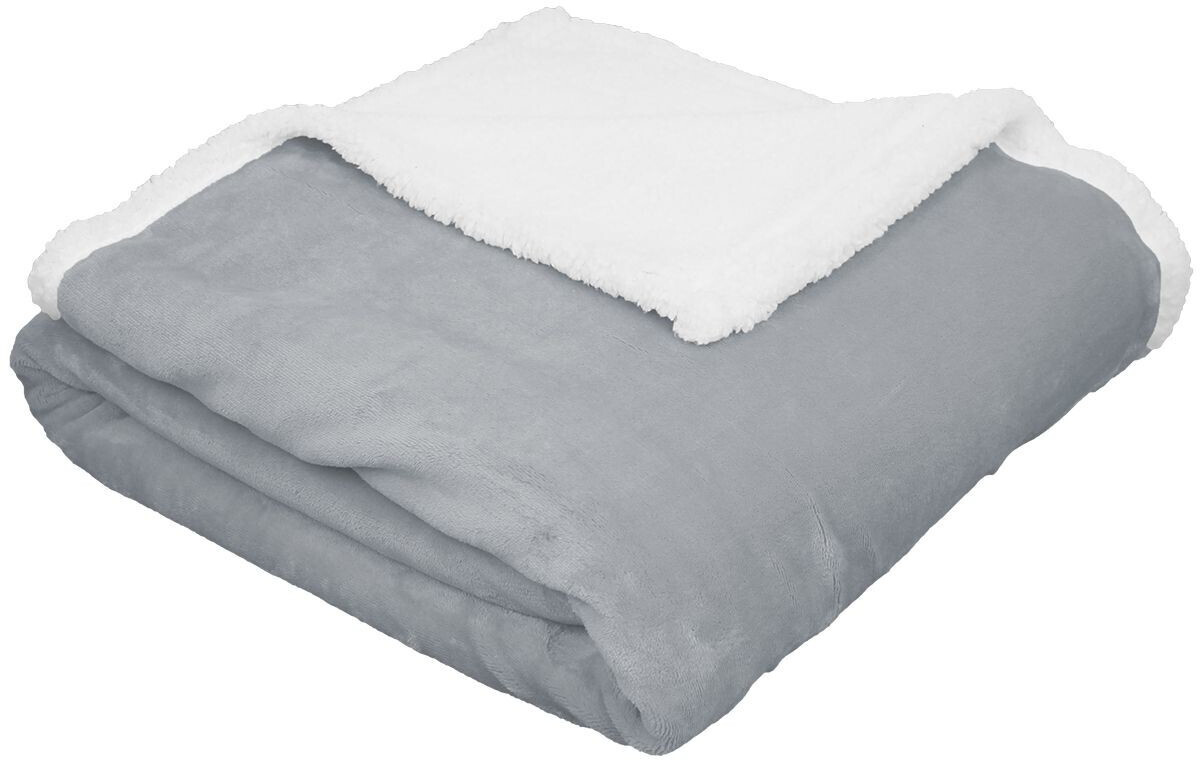 Vivezen Plaid en flanelle et sherpa ultra doux blanc/gris