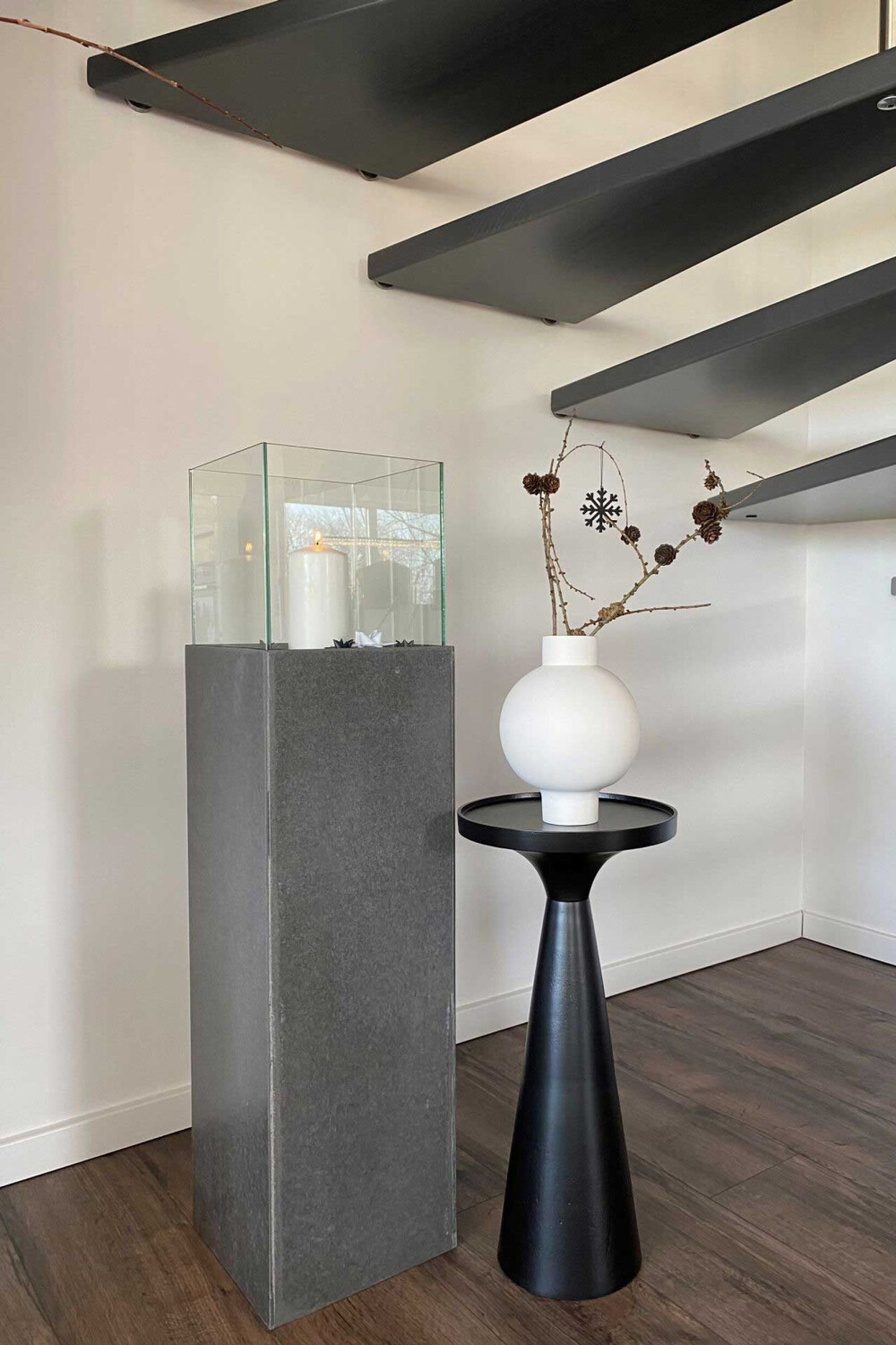 VIVANNO CANDIRO Windlichtsäule Weiß - Großer Kerzenständer Für Wohnzimmer & Garten