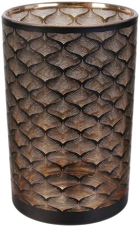 The home deco factory Vase en métal noir et cuivré 20 cm
