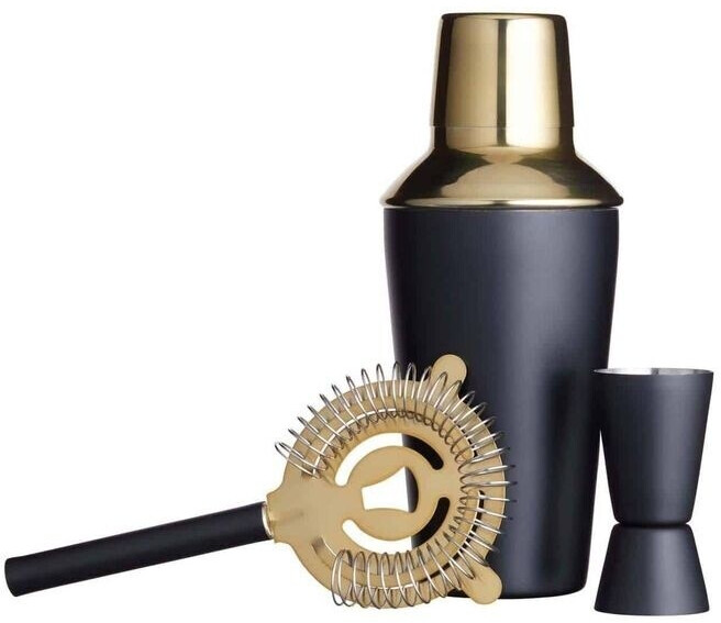 Kitchen Craft Cocktail set by Barcraft, 3-piece luxurious set made of stainless steel with a brass finish