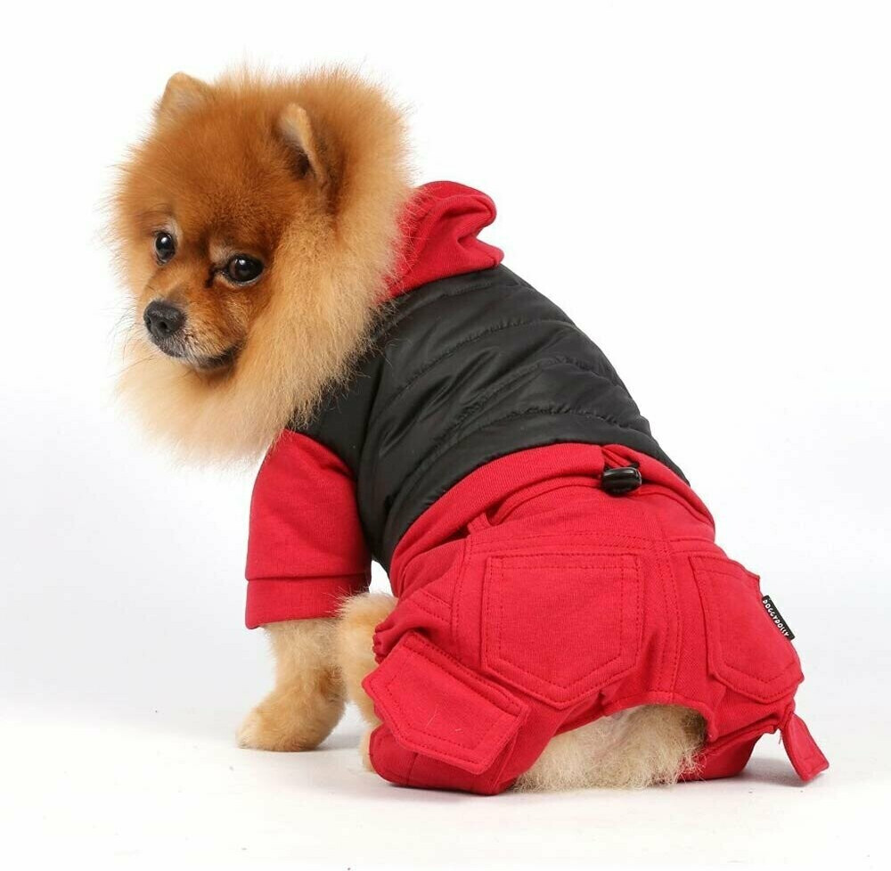 DoggyDolly Dog Coat 4 Paws Red/Black