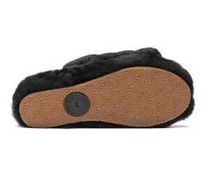 black furry ugg slides