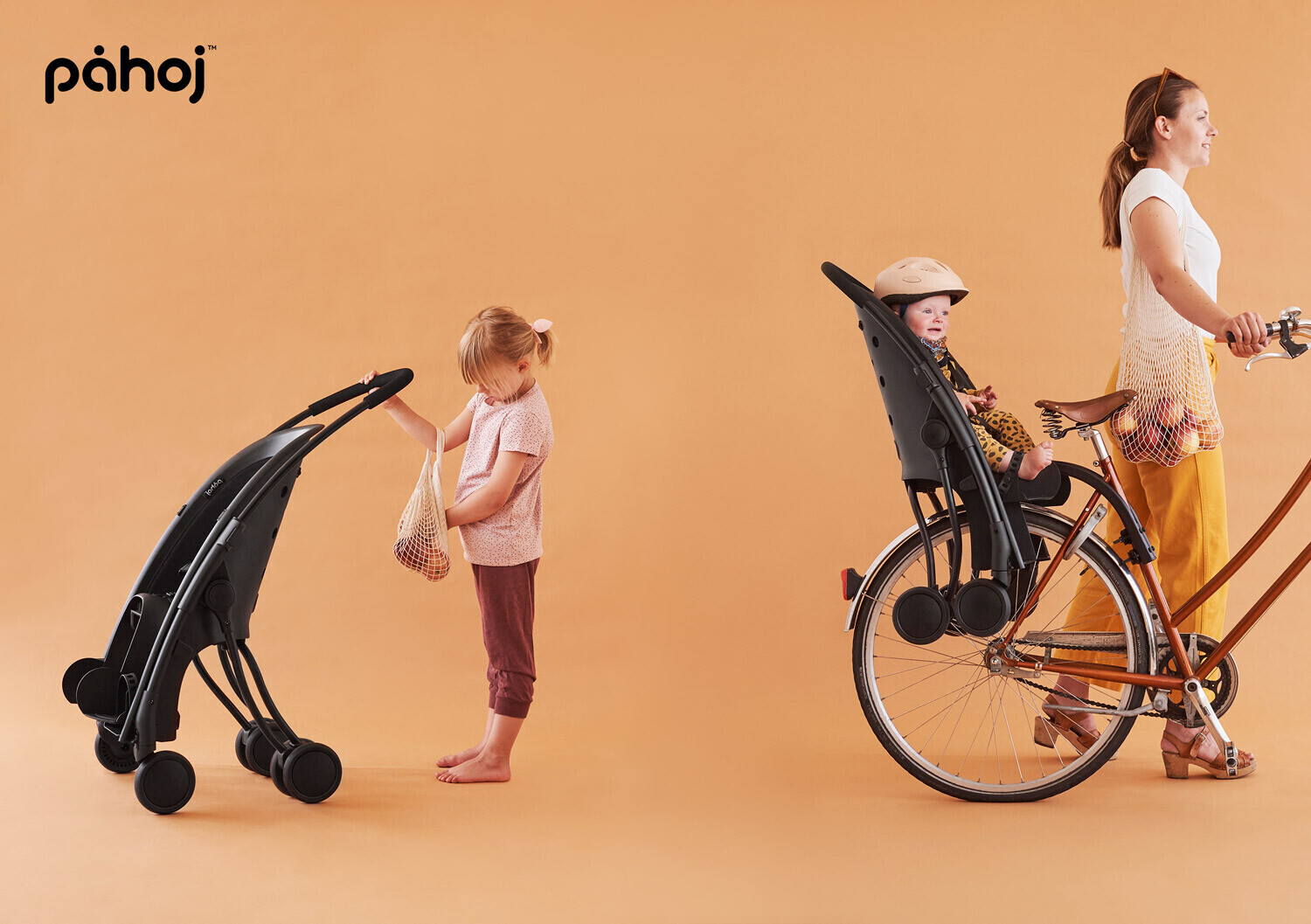 Siège de vélo transformable en poussette de Pahoj