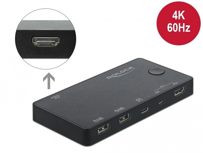 DeLock HDMI / USB-C KVM Switch 4K 60Hz USB 2.0 (11477)