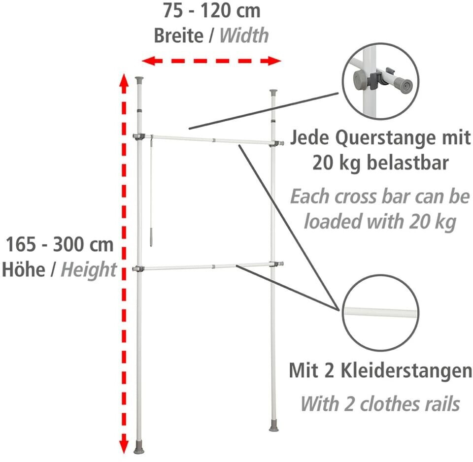 Wenko Teleskop-Garderobensystem HERKULES 41,99 Basic ab bei € (9170406) | Preisvergleich