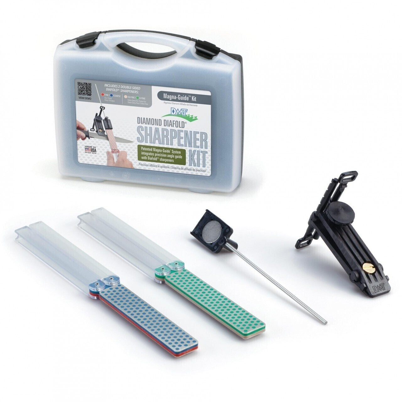 DMT Diafold Magna-Guide Kit in case with diamond sharpeners