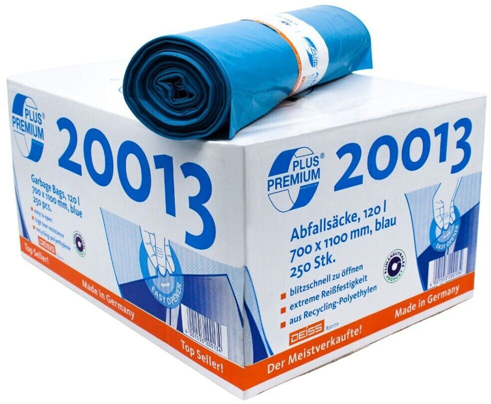 Deiss 20013 Premium Abfallsack 120 L blau (25 Stk.) ab 3,37 €