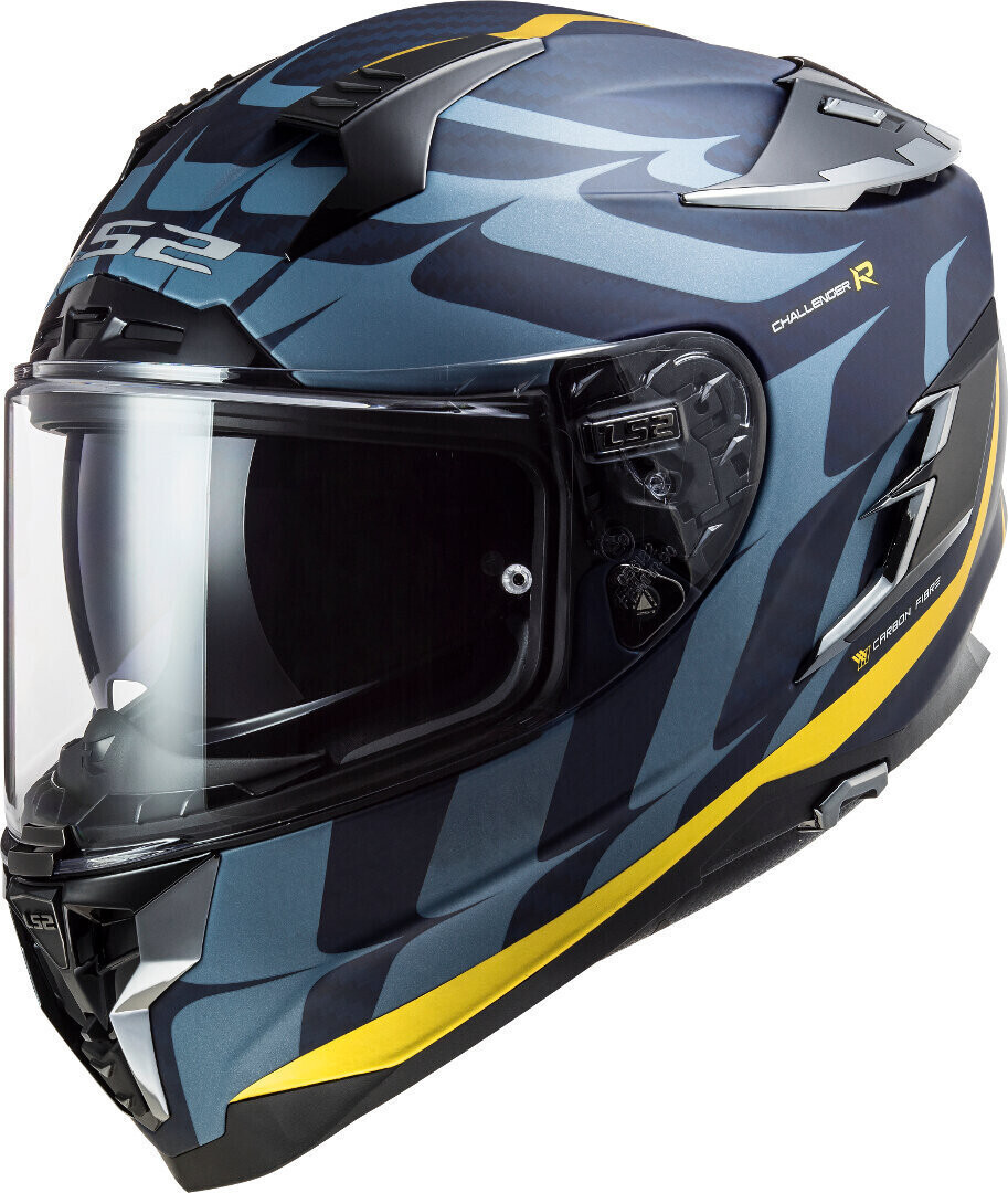 LS2 FF327 Challenger Flames Carbon Blue/Yellow