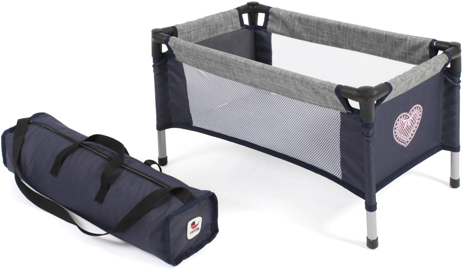 Bayer-Chic Doll Travel Bed Melange grey-navy