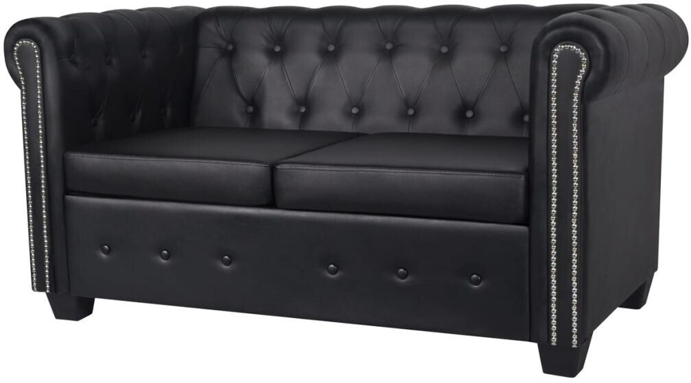 vidaXL Canapé Chesterfiel 2 places noir