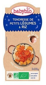 Babybio Menus du soir - Petits légumes et riz (2x200 g)