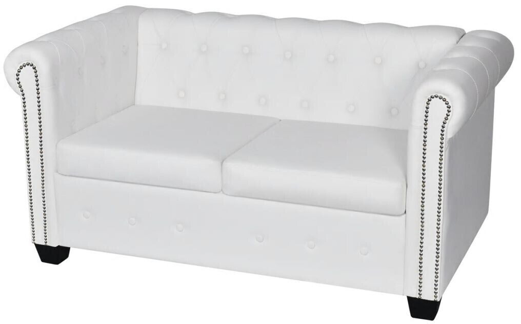 VidaXL Canapé Chesterfield 2 places blanc