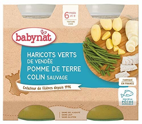 Babybio Menus - Haricots verts, pomme de terre er colin (2x200 g)