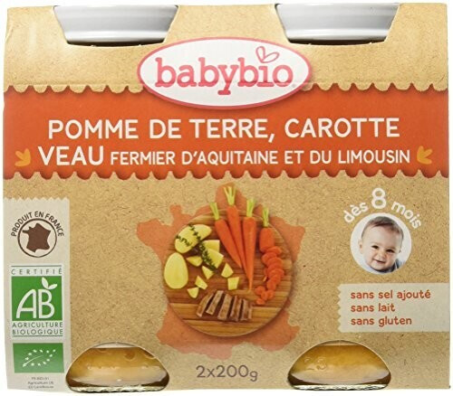 Babybio Menus - Pomme de terre, carotte et veau (2x200 g)