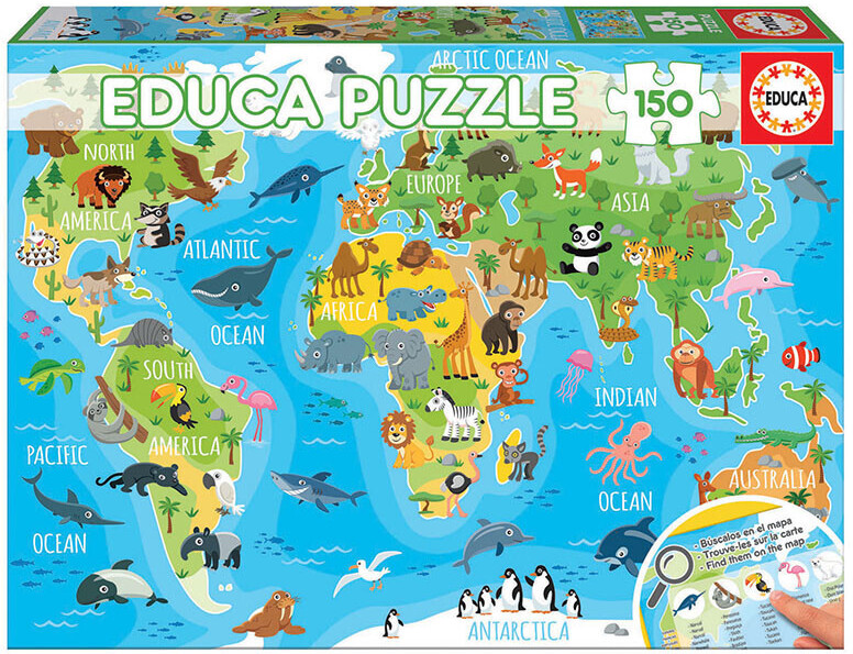 Educa Borrás Animals world map 150 pcs. (18115)