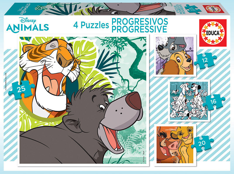 Educa Borrás Progressive Puzzles Disney Animals 2 12+16+20+25 (18628)