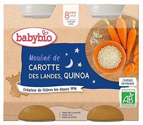 Babybio Menus du soir - Mouliné de carotte et quinoa (2x200 g)