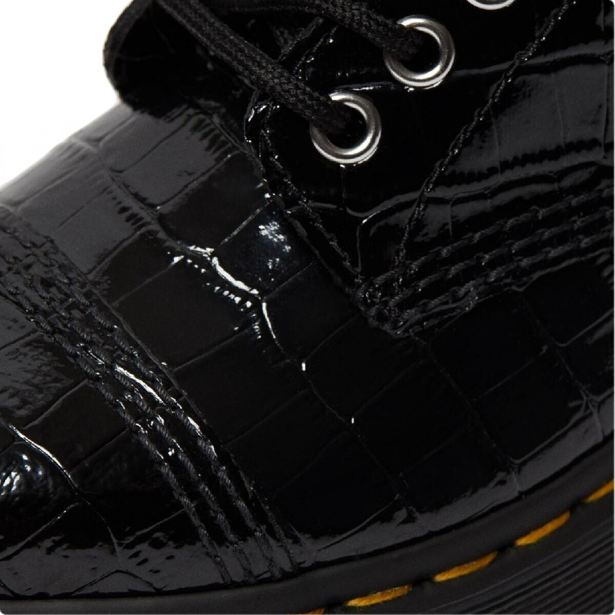 black patent lamper croc